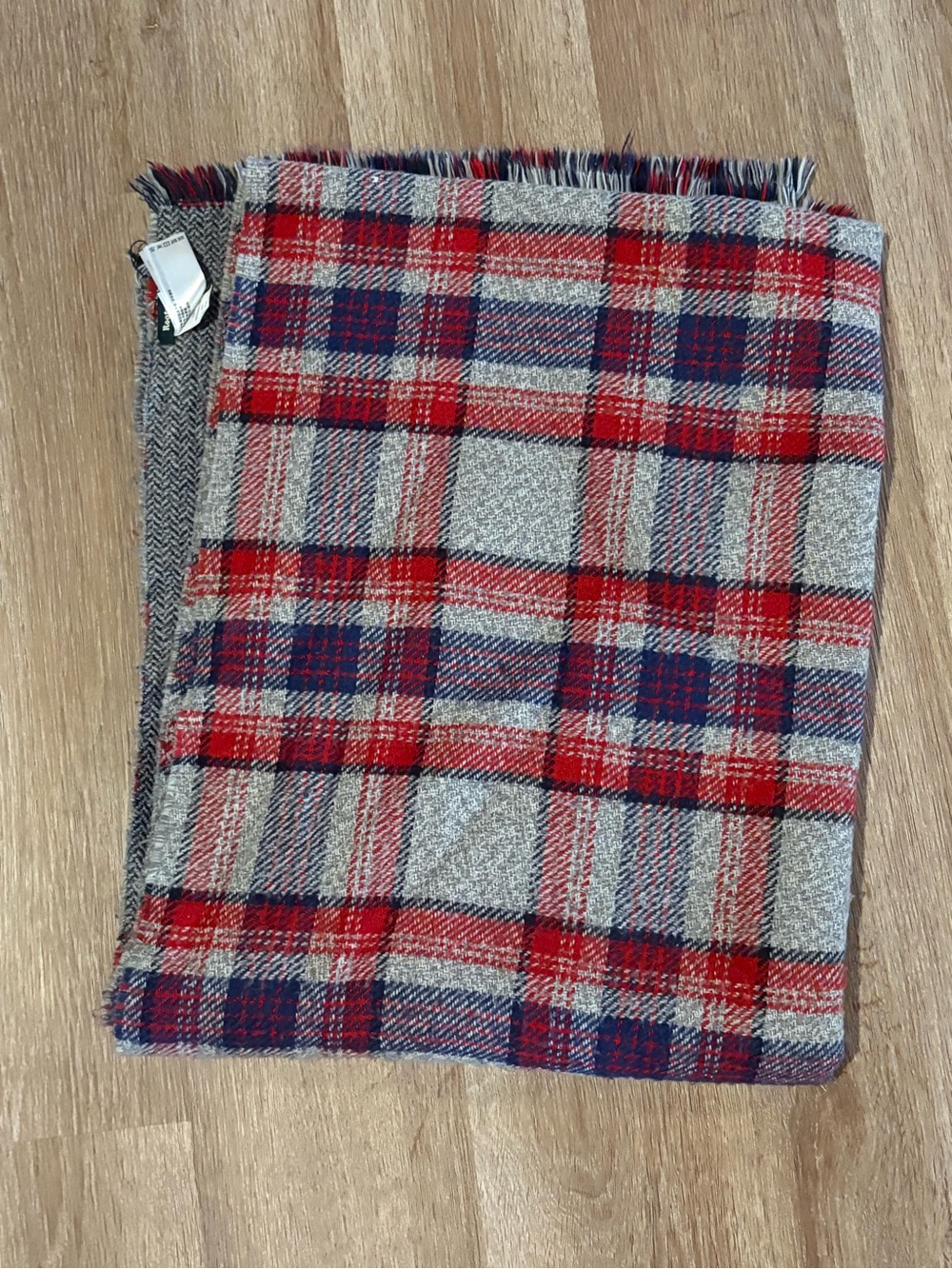 Roots Red and Navy Plaid Scarf